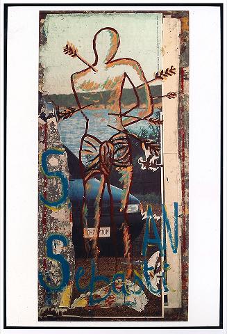 San Sebastiano, 1988, sovrapittura su lamiera, 300 x 150 cm.jpg